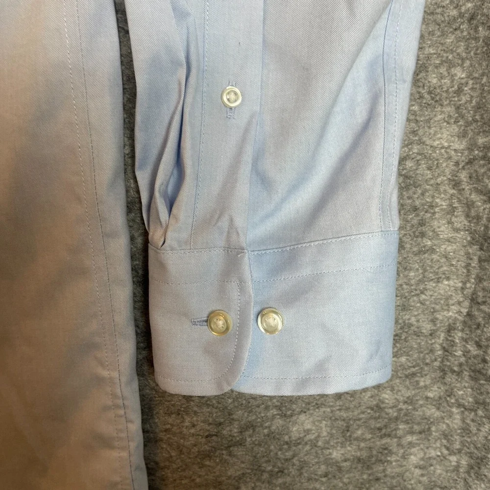 Lands' End Dress Shirt Men 16.5 Blue 100% Cotton Tailored Fit Collar Button Down